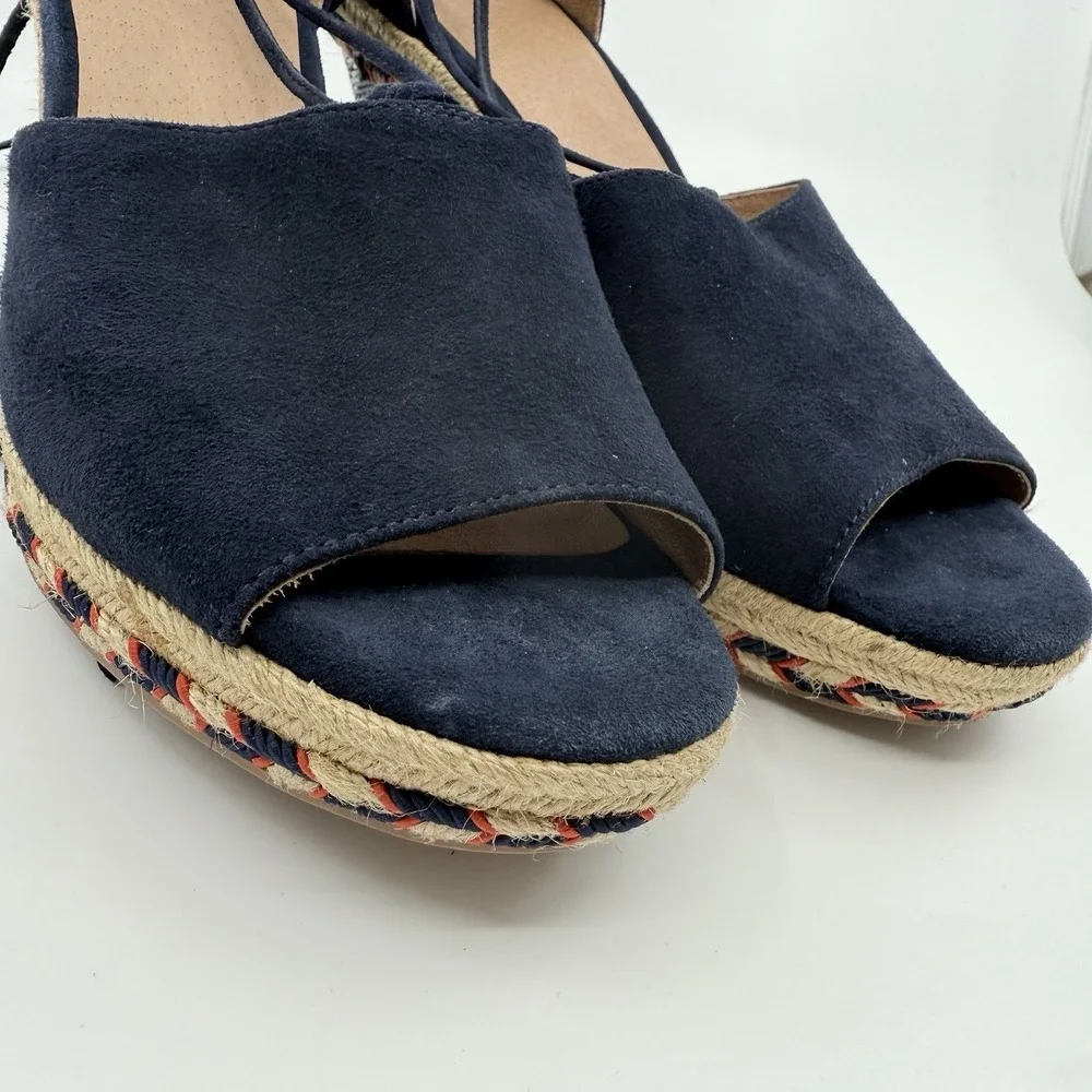 NEW CABI ISLA SUEDE WEDGE ESPADRILLE AZTEC WOMEN 10 Ankle Tassel Nautical‎ 6001